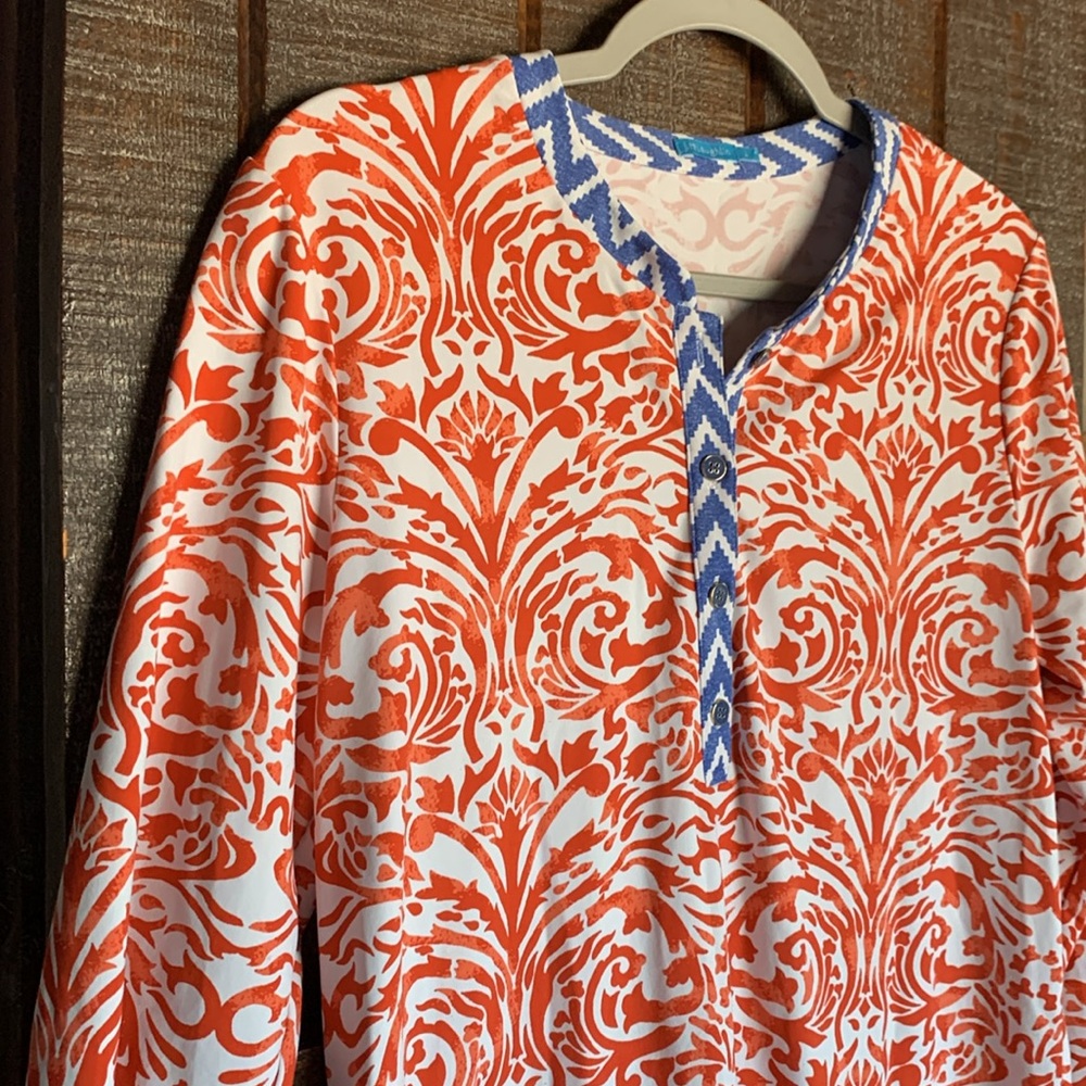 JMcLaughlin womens tunic top coverup size large resort cruise swim beach coastal - Picture 2 of 11